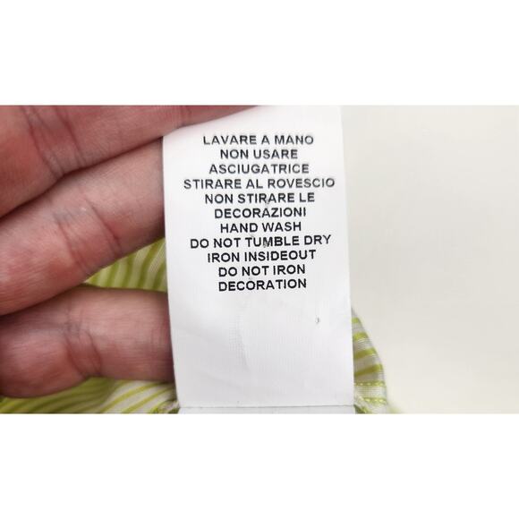 Algini Women Blouse Green Long Sleeve Semi Sheer Ruffle Back Size 42 US 6 NWT - Picture 10 of 10